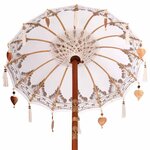 vidaXL Parasol balinais 260 Crème 95-100 cm Coton et bois massif