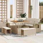 vidaXL Ensemble de canapé de jardin avec coussin 8 Pièces beige et crème