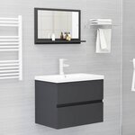 vidaXL Miroir de salle de bain Gris 60x10 5x37 cm Aggloméré