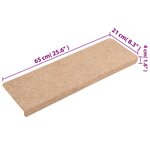vidaXL Tapis de marches d'escalier 5 Pièces Marron 65x21x4 cm Aiguilleté
