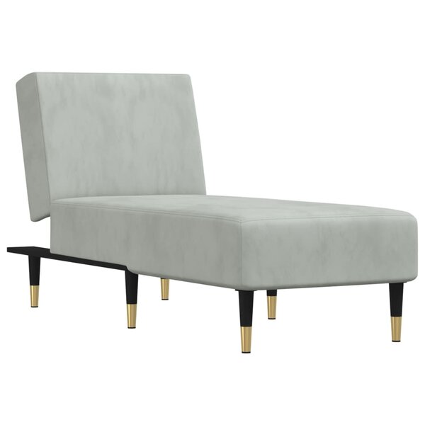 vidaXL Chaise longue gris clair velours