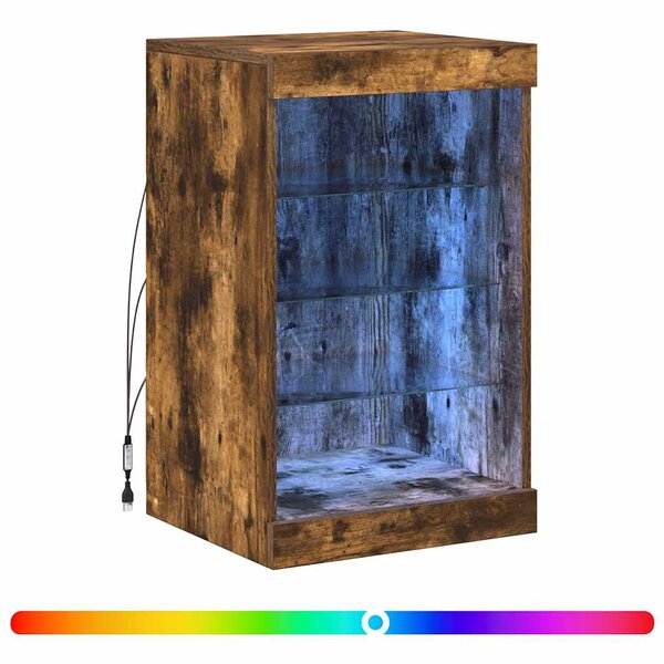vidaXL Buffet avec lumières LED chêne fumé 41x37x67 cm