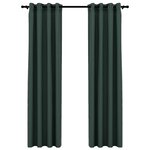 vidaXL Rideaux occultants Aspect lin avec œillets 2 Pièces Vert 140x245cm