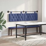 vidaXL Tête de lit suspendue Avec lumière LED Bleu police Velours