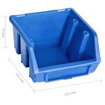 vidaXL Kit de bacs de stockage et panneaux muraux 96 Pièces Bleu et noir