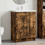 vidaXL Armoire sous évier de salle de bain Chêne fumé