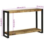 vidaXL Table console 120x33x75 cm en bois massif brut de manguier