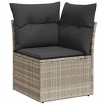 vidaXL Salon de jardin 4 Pièces avec coussins gris clair résine tressée
