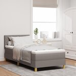 vidaXL Lit avec sommier et matelas taupe 90x200 cm en tissu