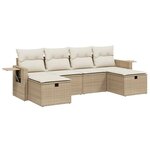 vidaXL Salon de jardin avec coussins 6 Pièces beige résine tressée
