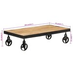 vidaXL Table basse avec roulettes bois de manguier massif 100x55x26 cm