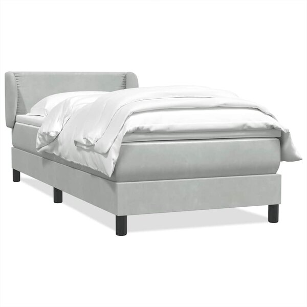vidaXL Sommier à lattes de lit et matelas gris clair 90x210 cm velours