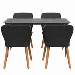 vidaXL Ensemble de salle à manger pour jardin 5 Pièces Noir polyrotin