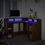 vidaXL Bureau avec lumières LED chêne artisanal bois d'ingénierie