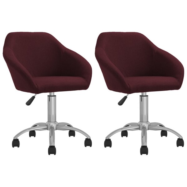 vidaXL Chaises pivotantes à manger lot de 2 violet tissu