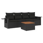vidaXL Salon de jardin 5 Pièces avec coussins noir résine tressée