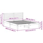 vidaXL Cadre de lit Marron cire 140 x 200 cm Bois massif en pin