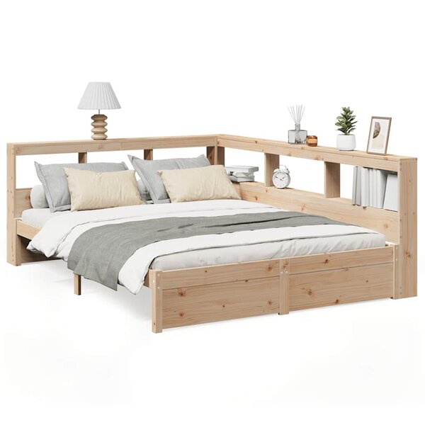 vidaXL Lit bibliothèque sans matelas 150x200 cm bois massif de pin