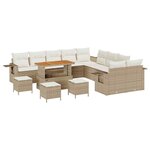 vidaXL Ensemble de canapé de jardin 14 Pièces Beige polyrotin