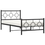 vidaXL Cadre de lit métal sans matelas avec pied de lit noir 100x190cm