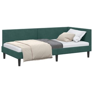 vidaXL Cadre de lit d'angle Vert foncé 100 x 200 cm Velours