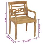 vidaXL Chaises Batavia avec coussins lot de 4 Bois de teck solide