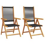 vidaXL Chaises de jardin lot de 2 noir bois d'acacia et polypropylène