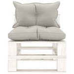 vidaXL Canapé palette à 3 places de jardin avec coussins taupe Bois