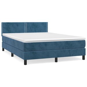 vidaXL Sommier à lattes de lit et matelas Bleu foncé 140x190cm Velours