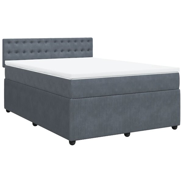 vidaXL Sommier à lattes de lit et matelas Gris foncé 160x200cm Velours