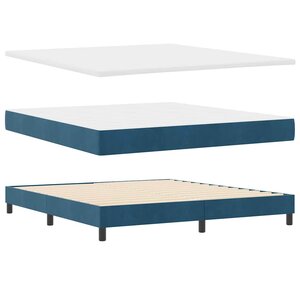 vidaXL Lit à ressorts avec matelas Bleu foncé 200 x 180 cm Polyester