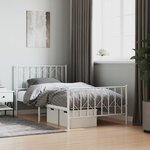 vidaXL Cadre de lit métal avec tête de lit/pied de lit blanc 100x200cm