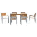 vidaXL Ensemble de salle à manger pour jardin 7 Pièces Gris et marron
