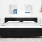 vidaXL Tête de lit LED avec bandes LED Noir 180 cm tissu