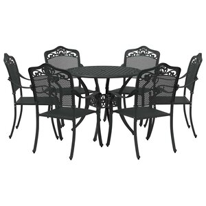 vidaXL Ensemble de salle à manger pour jardin 7 Pièces Noir Aluminium