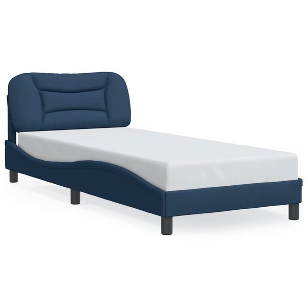 vidaXL Cadre de lit avec LED sans matelas bleu 90x190 cm tissu