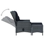 vidaXL Chaise inclinable de jardin tabouret résine tressée gris foncé