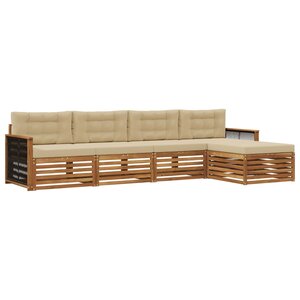 vidaXL Ensemble de canapés d'extérieur 5 Pièces Naturel et Beige