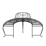 vidaXL Banc demi-circulaire tour d'arbre Ø160 cm Noir Acier