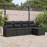 vidaXL Ensemble de canapé de jardin 5 pièces avec coussins en poly rattan noir
