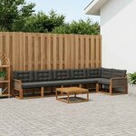 vidaXL Ensemble de canapés d'extérieur 7 Pièces Naturel et noir