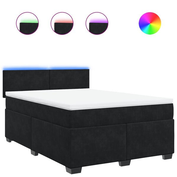 vidaXL Sommier à lattes de lit et matelas Noir 160x200 cm Velours