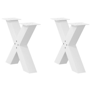 vidaXL Pieds de table basse en forme de X 2 pièces blanc 50 x (42-43) cm acier