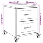 vidaXL Table de chevet jaune moutarde 36x39x43 5 cm acier