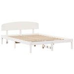 vidaXL Cadre de lit avec tête de lit Blanc 150 x 200 cm Pin massif