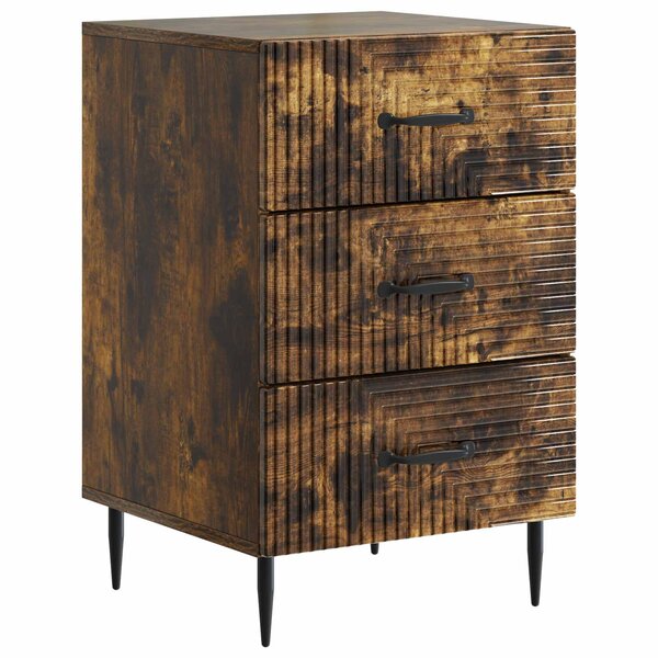 vidaXL Cabinet de chevet avec tiroir Chêne fumé 43 x 41 x 66 5 cm
