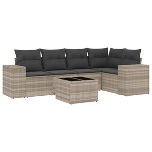vidaXL Salon de jardin 6 Pièces avec coussins gris clair résine tressée