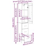 vidaXL Haut Armoire Bois Ancien 34 5 x 34 x 180 cm Bois d'ingénierie