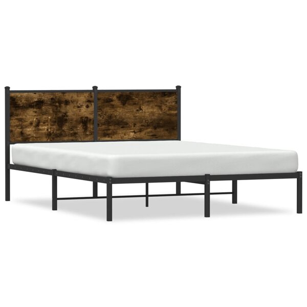 vidaXL Cadre de lit en métal sans matelas chêne fumé 150x200 cm