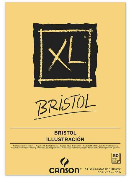 Bloc croquis Collé petit côté 'XL Bristol' A4 180g Très Lisse Blanc CANSON